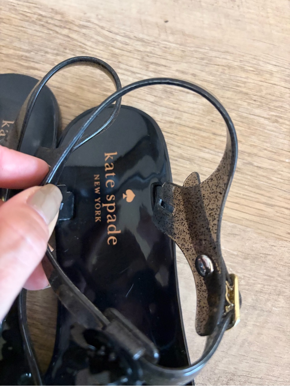 Kate Spade New York Tallula Jelly Thong Sandals Black Women's Size 8 Beach - Picture 4 of 11